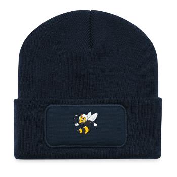 Coole Wespe Hornisse mit Helm - Recycelte Patch Beanie - French Navy - Vorne