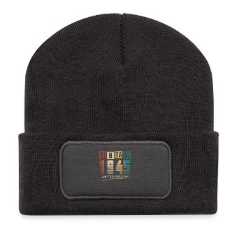 1945 Vintage 1945 né en 1945 anniversaire. Année 2 - Beanie recyclé à patch - charbon - Devant