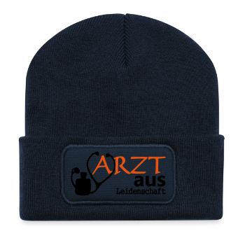 Arzt aus Leidenschaft Geschenk - Recycelte Patch Beanie - French Navy - Vorne