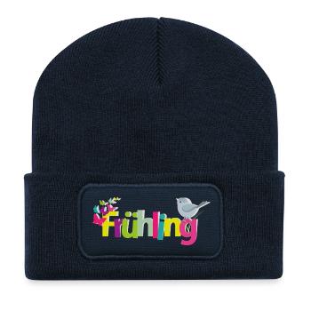 Frühling - Recycelte Patch Beanie - French Navy - Vorne