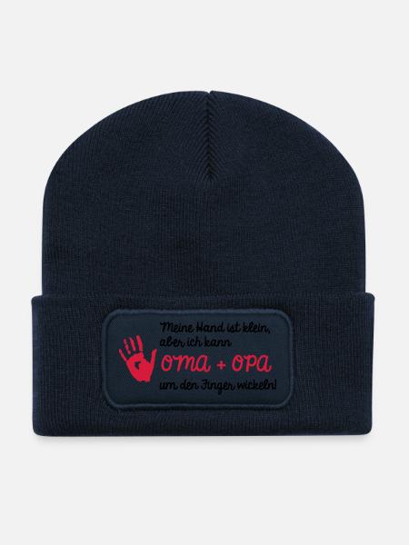 Oma+Opa_v2 - Recycelte Patch Beanie - French Navy