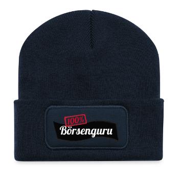 Börsenguru 100 % trading Analyse Geschenkidee - Recycelte Patch Beanie - French Navy - Vorne