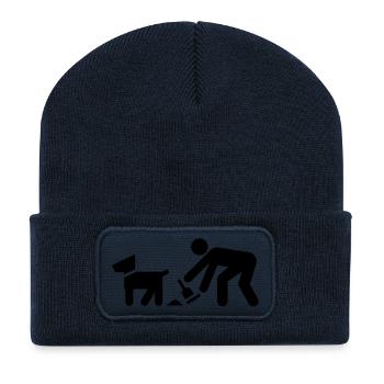 Dog poop, dog owners, dog - Recycled Patch Beanie - french navy - Front