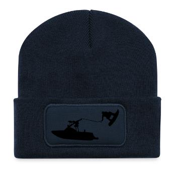 wakeboat_1 - Beanie recyclé à patch - bleu marine - Devant