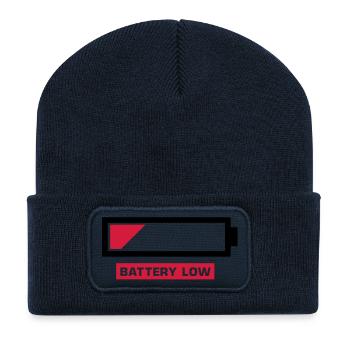 battery_low__f2 - Beanie recyclé à patch - bleu marine - Devant