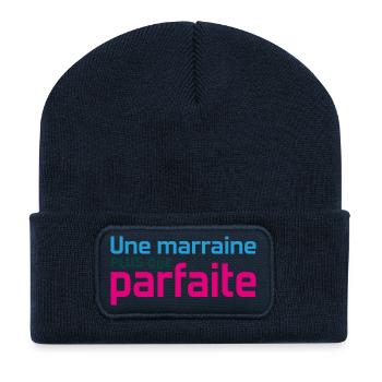 Marraine plus que parfaite - Beanie recyclé à patch - bleu marine - Devant