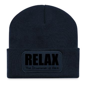 relax the drummer is here - Beanie recyclé à patch - bleu marine - Devant