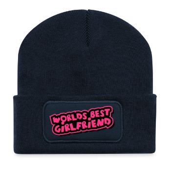 Worlds best Girlfriend Comic Cartoon - Recycled Patch Beanie - french navy - Front