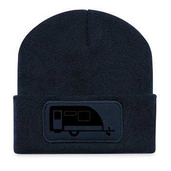 Logo icône de caravane remorque - Beanie recyclé à patch - bleu marine - Devant