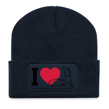 I love Squirrels j'aime les écureuils - Beanie recyclé à patch - bleu marine - Devant