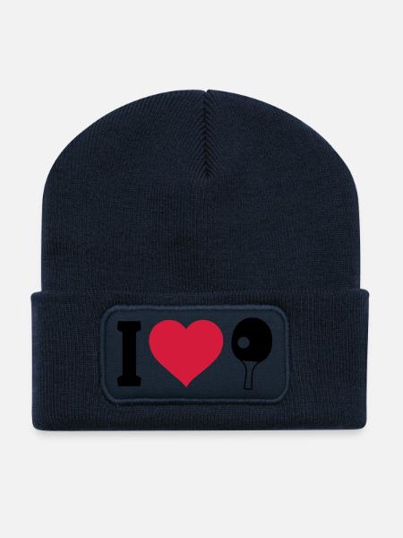 I love Tischtennis - Recycelte Patch Beanie - French Navy