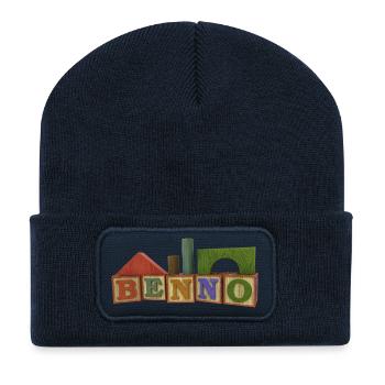 Benno - Recycelte Patch Beanie - French Navy - Vorne