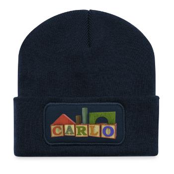 carlo - Beanie recyclé à patch - bleu marine - Devant