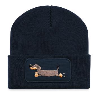 Flotter Dackel - Recycelte Patch Beanie - French Navy - Vorne