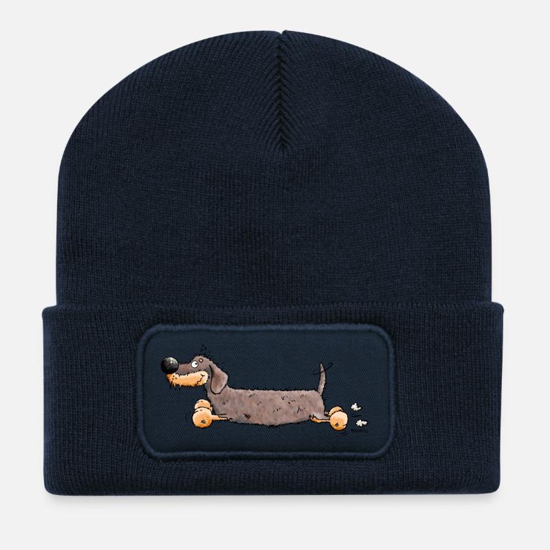 Flotter Dackel - Recycelte Patch Beanie - French Navy