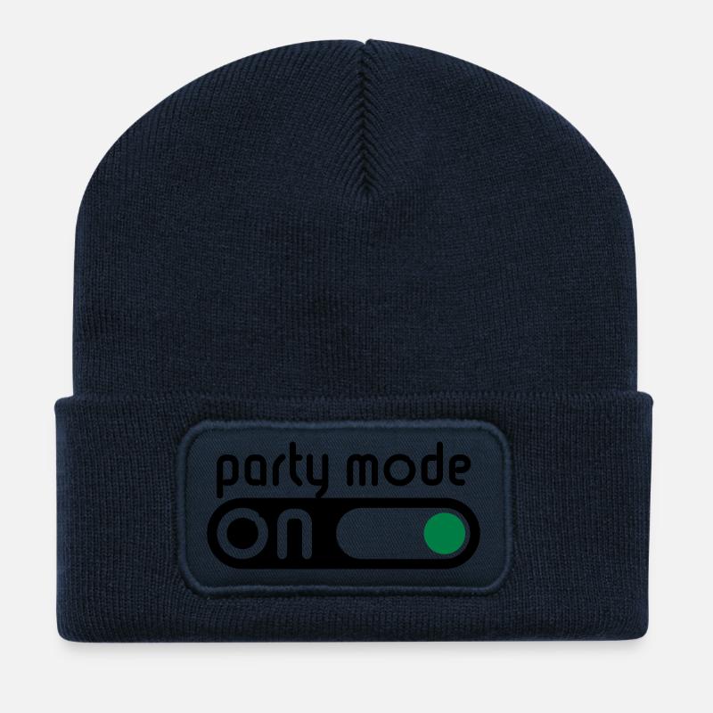 Party Mode On (Partying / Switch On) - Recycled Patch Beanie - french navy
