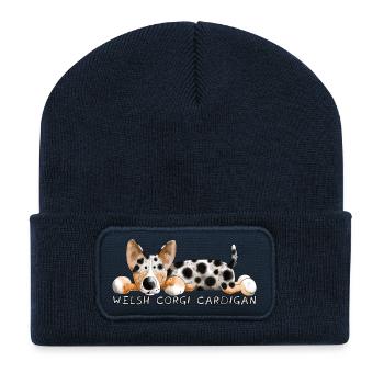 Welsh Corgi Cardigan - Recycled Patch Beanie - french navy - Front