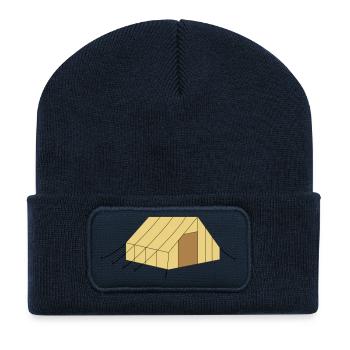 Tente - Beanie recyclé à patch - bleu marine - Devant