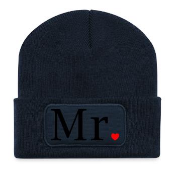 Monsieur T-shirt Cadeau de mariage Mari La marier - Beanie recyclé à patch - bleu marine - Devant