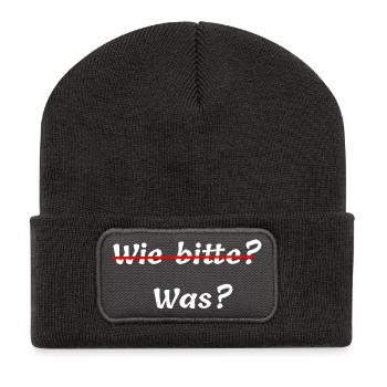 witzige Pfälzer outfits, wie bitte, was - Recycelte Patch Beanie - Dunkelgrau - Vorne