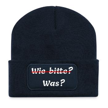 witzige Pfälzer outfits, wie bitte, was - Recycelte Patch Beanie - French Navy - Vorne