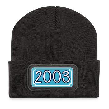Année de naissance 2003 - année de lettrage 2003 - Beanie recyclé à patch - charbon - Devant