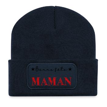 FÊTE DES MÈRES. BONNE FÊTE MAMAN. MAMAN. FÊTE - Beanie recyclé à patch - bleu marine - Devant