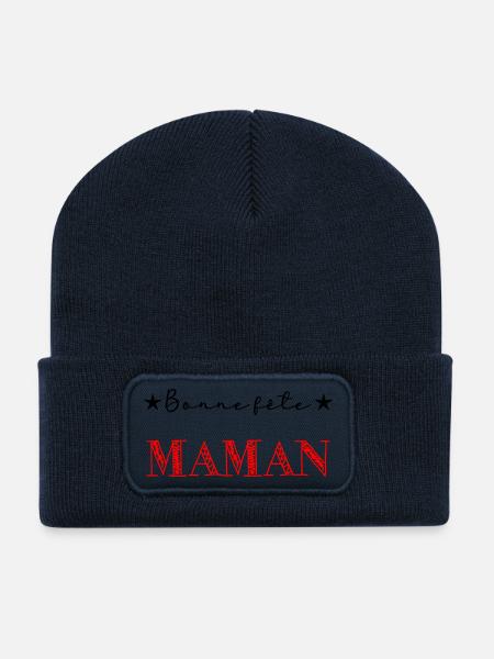 FÊTE DES MÈRES. BONNE FÊTE MAMAN. MAMAN. FÊTE - Beanie recyclé à patch - bleu marine