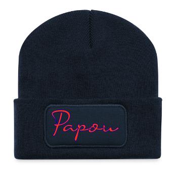 PAPUA. PAPA. VATERTAG. ALLES GUTE ZUM GEBURTSTAG, PAPA. PAPA - Recycelte Patch Beanie - French Navy - Vorne