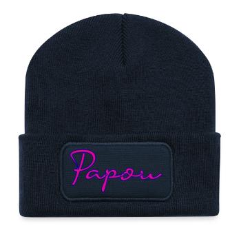 PAPOU. PAPA. FÊTE DES PÈRES. BONNE FÊTE PAPA - Beanie recyclé à patch - bleu marine - Devant