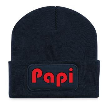 PAPY. FÊTE DES PÈRES. BONNE FÊTE PAPY. JE T'AIME. - Beanie recyclé à patch - bleu marine - Devant