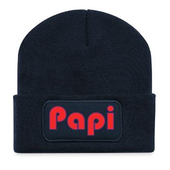 PAPY. FÊTE DES PÈRES. BONNE FÊTE PAPY. JE T'AIME. - Beanie recyclé à patch - bleu marine - Devant