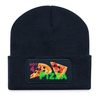 Hot 4 Pizza 🍕 Pizza Theme Klamotte für Liebhaber - Recycelte Patch Beanie - French Navy - Vorne