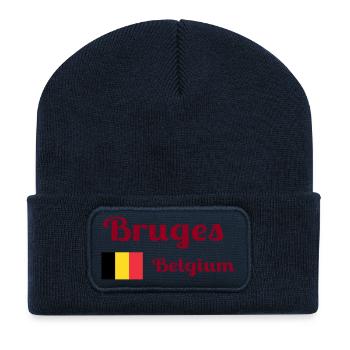 Bruges Belgium- Stylish prints - Recycled Patch Beanie - french navy - Front