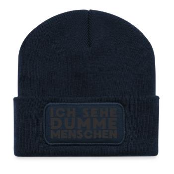 Ich sehe dumme Menschen - Recycelte Patch Beanie - French Navy - Vorne