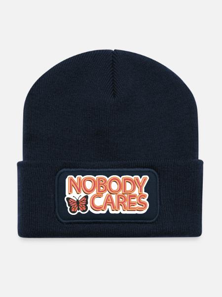 Nobody Cares – Sarkastischer Schriftzug - Recycelte Patch Beanie - French Navy