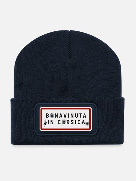 Bonavinuta in Corsica Panneau Humoristique - Beanie recyclé à patch - bleu marine
