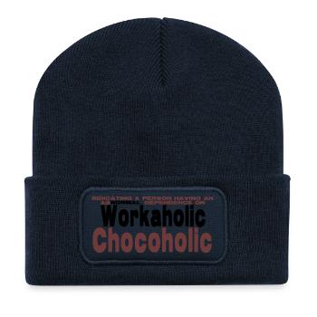 Travail, bourreau de travail et dicton drôle - Beanie recyclé à patch - bleu marine - Devant