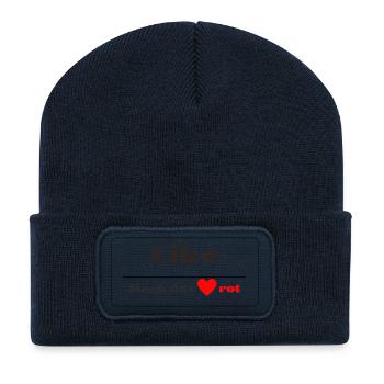Like make the heart red - Recycled Patch Beanie - french navy - Front