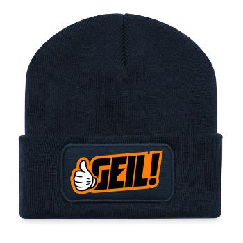 Geil Spruch - Recycelte Patch Beanie - French Navy - Vorne