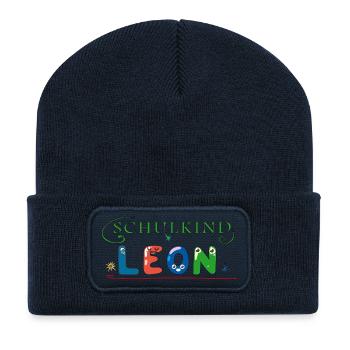 Schulkind Leon - Recycelte Patch Beanie - French Navy - Vorne