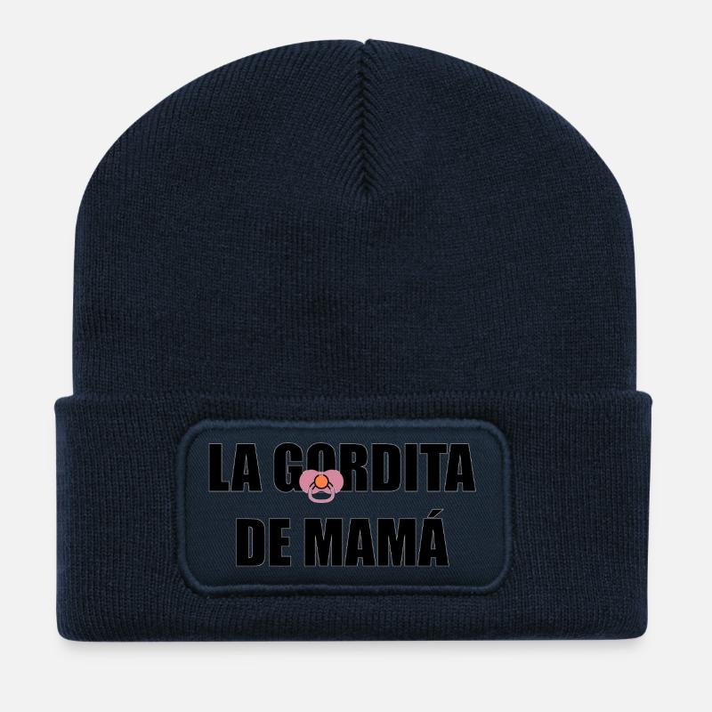 Mamas Molliger in SCHWARZ - Recycelte Patch Beanie - French Navy