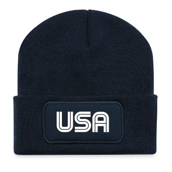 Logo des États-Unis - Slogan - États-Unis d’Amérique - Beanie recyclé à patch - bleu marine - Devant