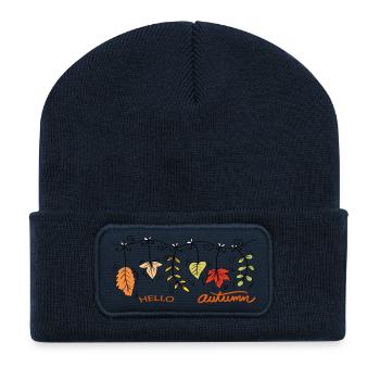 Hello Autumn Autumnal leaves - Recycled Patch Beanie - french navy - Front