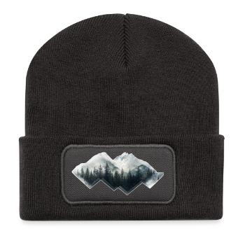 Forêt, Montagnes, Nature - Beanie recyclé à patch - charbon - Devant