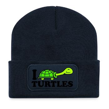 I Love Turtles I Love Logo Cute - Recycled Patch Beanie - french navy - Front
