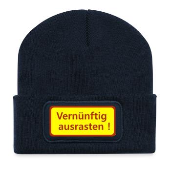 Paniquer raisonnablement - Beanie recyclé à patch - bleu marine - Devant