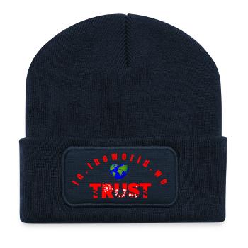 Dans le World Trust - Beanie recyclé à patch - bleu marine - Devant