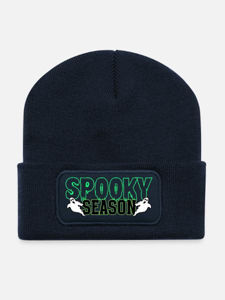 Spooky Season Geister Illustration - Recycelte Patch Beanie - French Navy