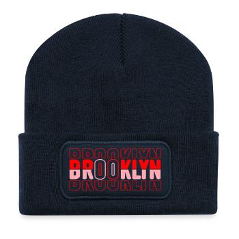 Motif de bloc de néon Brooklyn - Beanie recyclé à patch - bleu marine - Devant